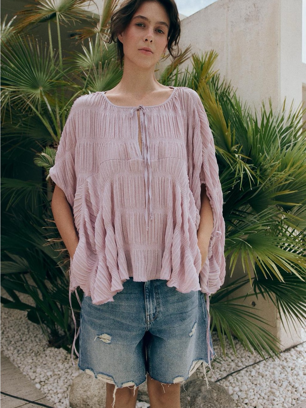 Zara Lilac Cape Top